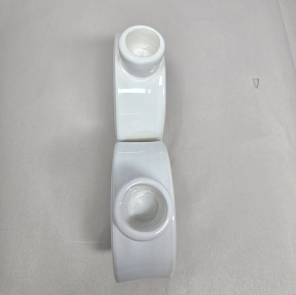 Paola Navone Beautiful MCM White Ceramic Swirl Double Candle Holders Decorative - Picture 6 of 10